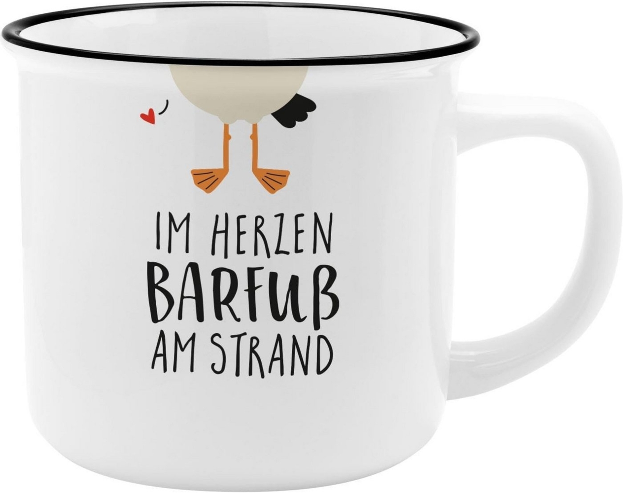 GRUSS & CO Becher mit Motiv "Strand" | New Bone China Porzellan, Emaille-Optik, 35 cl | Lustiges Geschenk, Frühstück | 73918 Bild 1