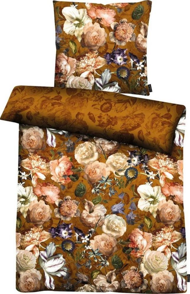 APELT Bettwäsche Louise, Mako-Satin, 2 teilig, Herbstliches Rosen-und Herbstblumen-Motiv, Blütenallover Bild 1