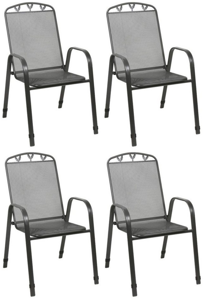 BURI Metall Stapelstühle 4er-Set Anthrazit Gartenstühle Terrassenstühle Stapelsessel Terrassensessel Campingstühle Gartenmöbel Gartenstuhl Stapelstuhl Metallstuhl Bild 1