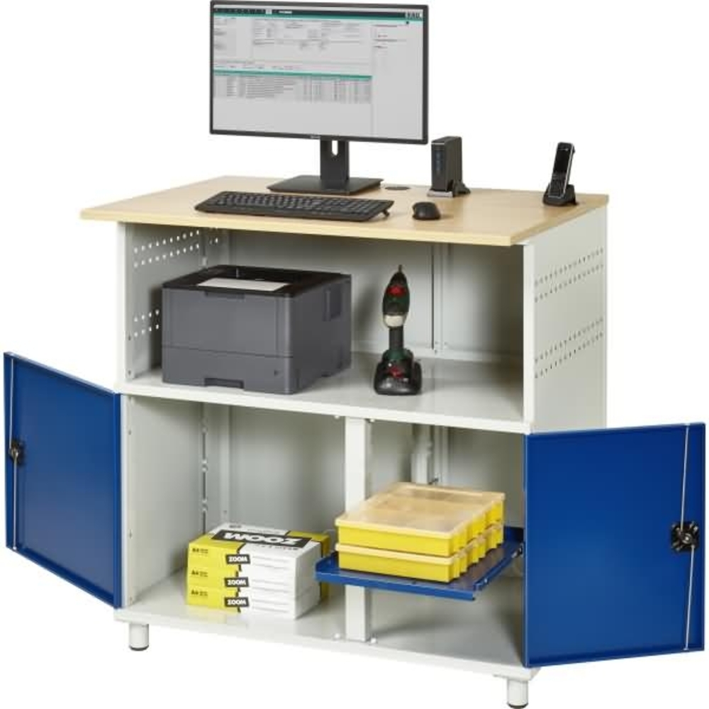 Rau Computertisch 1100x790x1130mm stationär lichtgrau/enzianblau Bild 1