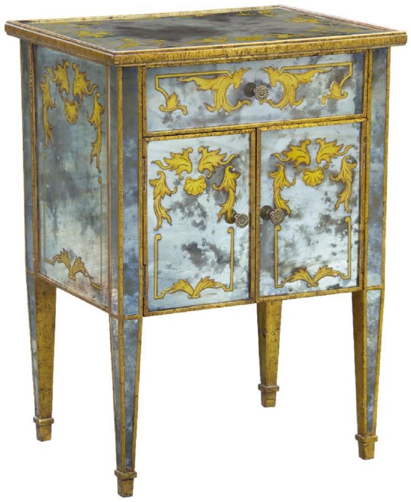 Casa Padrino Luxus Barock Kommode Antik Gold / Gold 52 x 41 x H. 71 cm - Verspiegelter Mahagoni Nachttisch - Nachtkommode - Barock Möbel Bild 1