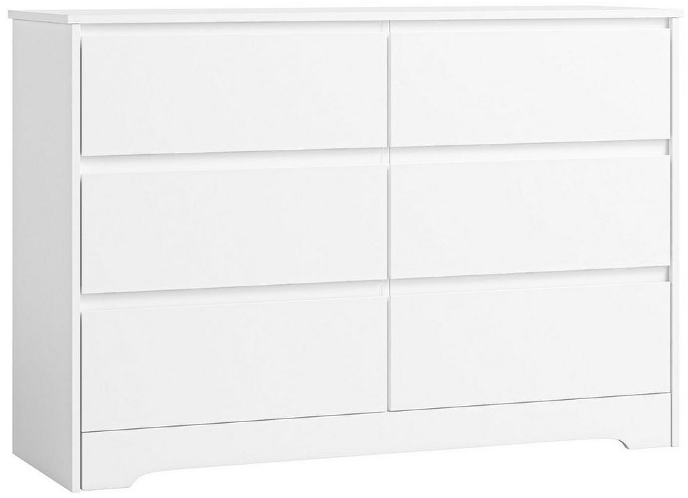 Homfa Kommode, Kommode mit 6 Schubladen, Sideboard weiß, Breite 120 cm Bild 1