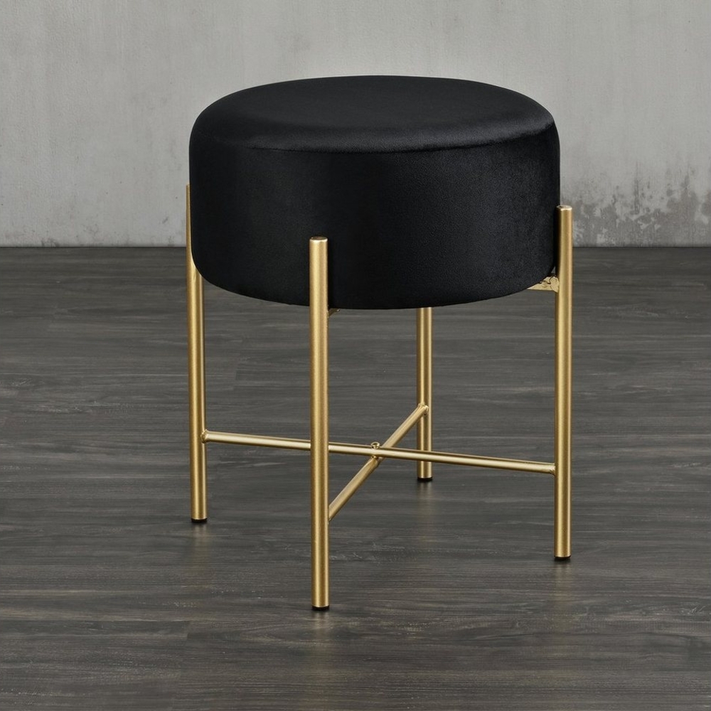 Sitzhocker Kungälv Polsterhocker bis 100 kg Schwarz/Messingfarben [en. casa] Bild 1