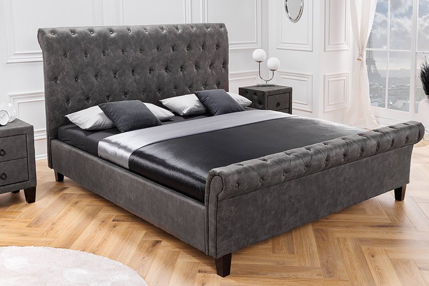 riess-ambiente Polsterbett KENSINGTON 160x200 cm dunkelgrau (Einzelartikel, 1-tlg), Schlafzimmer · Microfaser · Queensize · Gäste · Doppel Bild 1