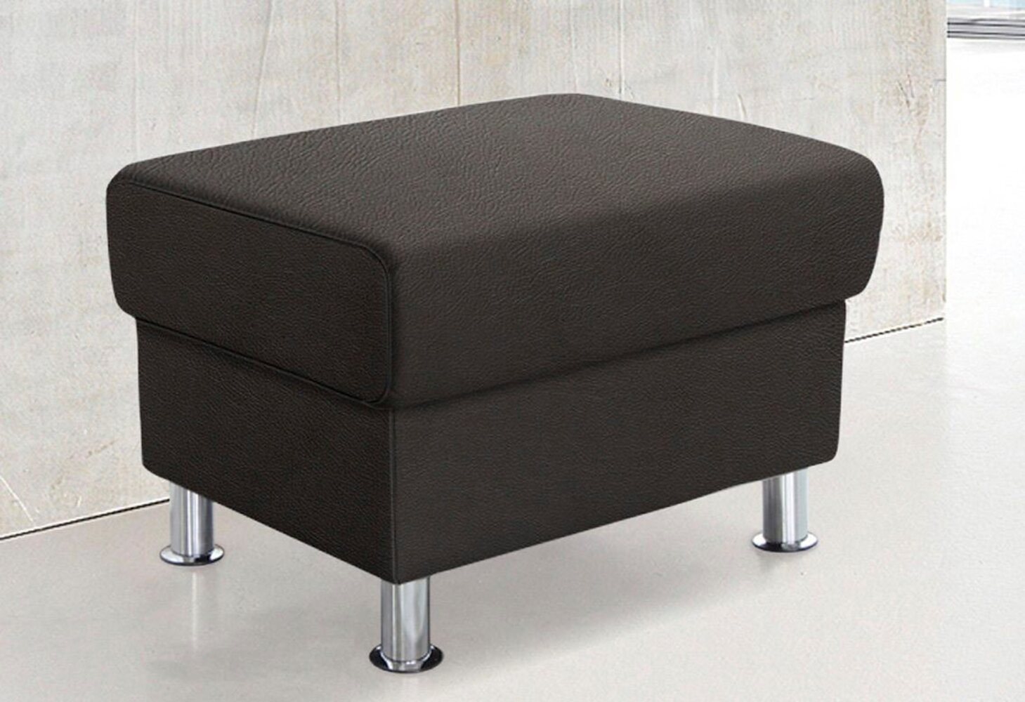 TRENDMANUFAKTUR Hocker Rondo, Polsterhocker zur Serie, Breite 67 cm, Füße chromfarben, Fußhocker wahlweise mit Federkern, in verschiedenen Bezügen bestellbar Bild 1