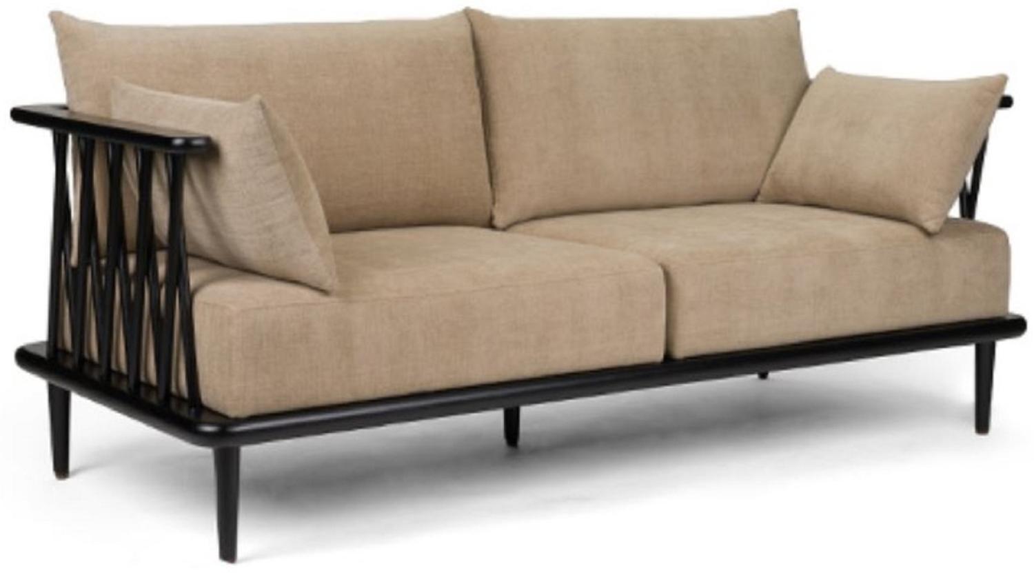 Casa Padrino Luxus Sofa Beige / Schwarz 169,5 cm - Luxus Wohnzimmer Möbel Bild 1