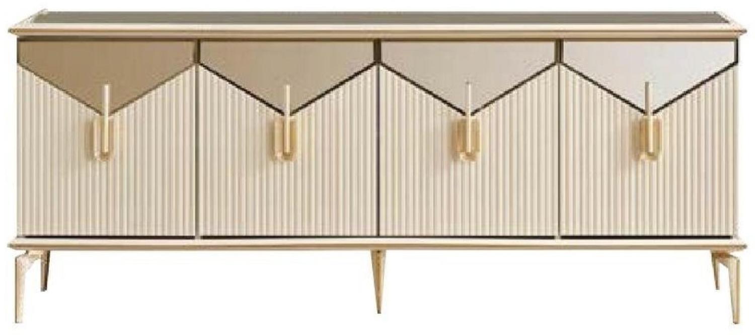 JVmoebel Sideboard Luxus Sideboard Anrichte Schrank Kommode Holzschrank Holz Beige Gold (1 St, Sideboard), Made in Europa Bild 1