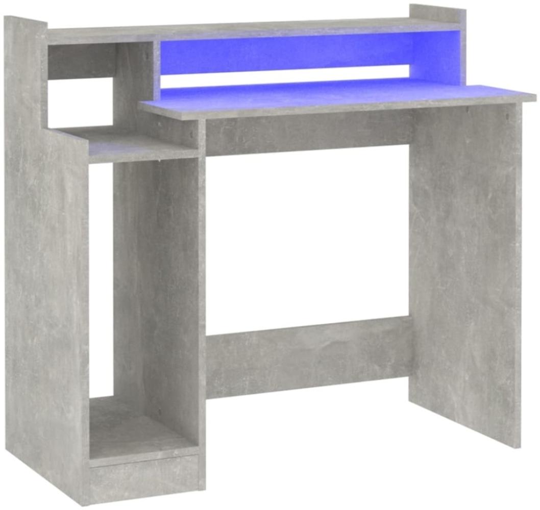 Schreibtisch mit LEDs, Holzwerkstoff, Betongrau, 97x45x90 cm Bild 1