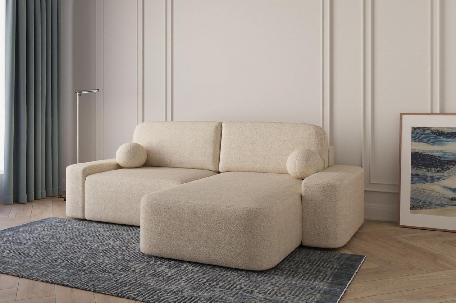 MOEBLO Ecksofa Lisbon aus Bouclé, Ottomane beidseitig montierbar Couch für Wohnzimmer Schlafsofa Sofagarnitur Sofa Eckcouch L-Form, mit Relaxfunktion Bild 1