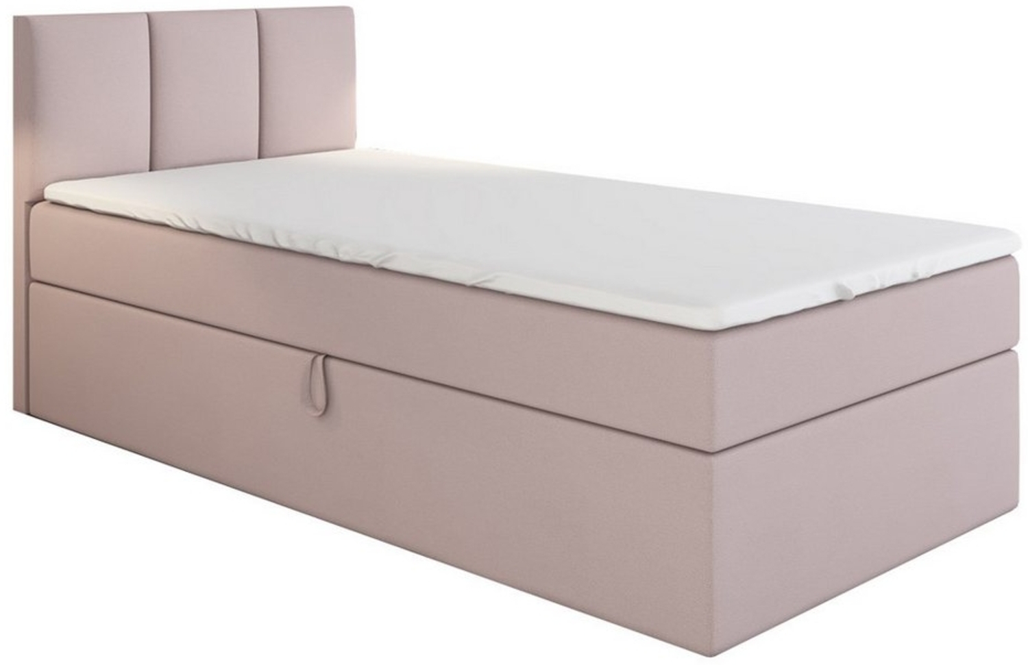 A&J MöbelLand GmbH Boxspringbett Einzelbett NASI mit Bettkasten, Topper und gepolstertem Kopfteil. (Boxspringbett mit Bettkasten und gepolstertem Kopfteil. Gratis Topper – nur jetzt erhältlich!, Kostenlose Lieferung! TOP ANGEBOT), Länge 208 cm Höhe 106 cm Bild 1