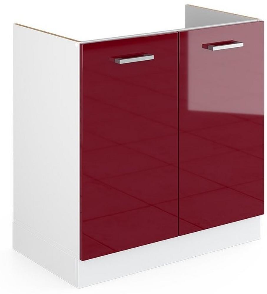 Vicco Küchenschrank R-Line Hängeschrank Unterschrank Küchenzeile Küchenunterschrank Arbeitsplatte, Möbel verfügbar in 6 Dekoren (Bordeaux ohne Arbeitsplatte, Spülenunterschrank 80 cm) Bild 1