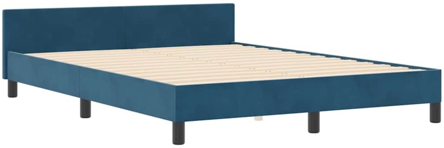 vidaXL Bettgestell mit Kopfteil Dunkelblau 140 x 200 cm Samt 3344883 Bild 1