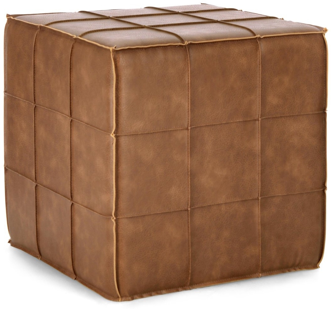 Pouf Larisa aus Kunstleder, Cognac, 43 x 43 x 43 cm Bild 1