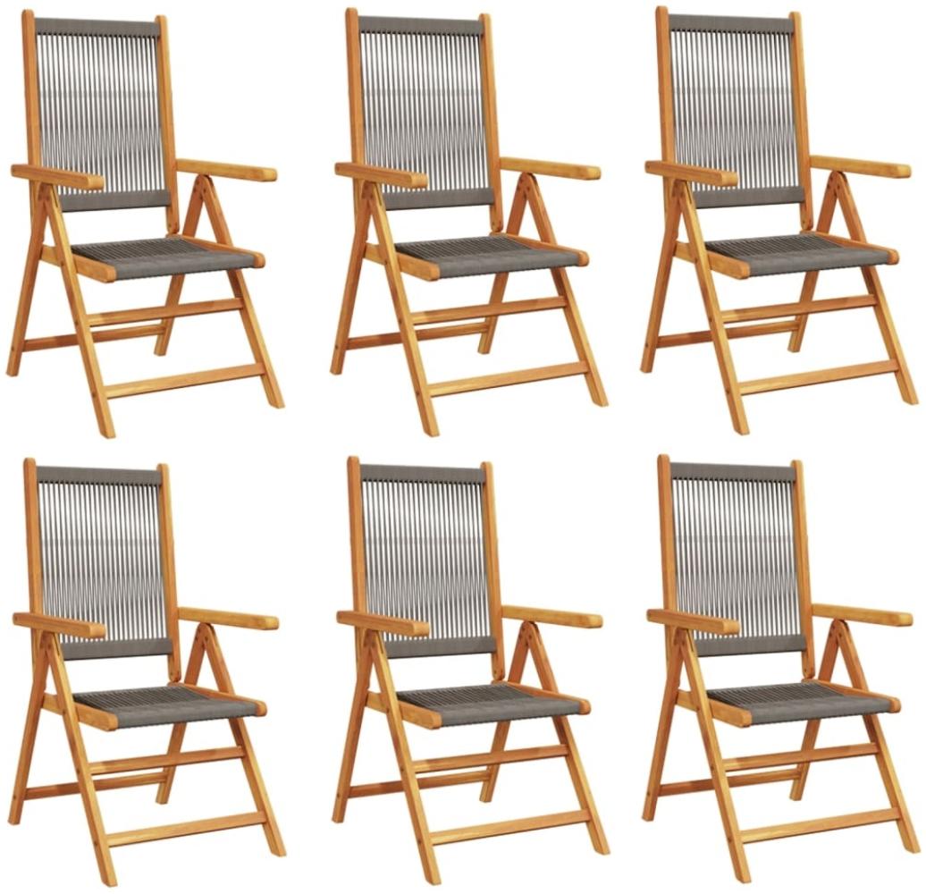 vidaXL Gartenstuhl Verstellbar 6 Stk. Grau Massivholz Akazie 3214533 Bild 1