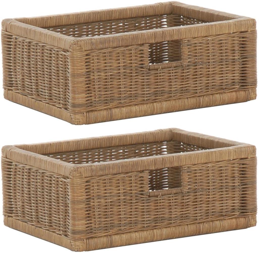 Krines Home Regalkorb 2er Set Regalkorb Aufbewahrungskorb Korb geflochten Rattan Korbset (2-teiliges Set), ca. 43 x 32 x 17,5 cm Aufbewahrung Regal Schrankkorb Bild 1