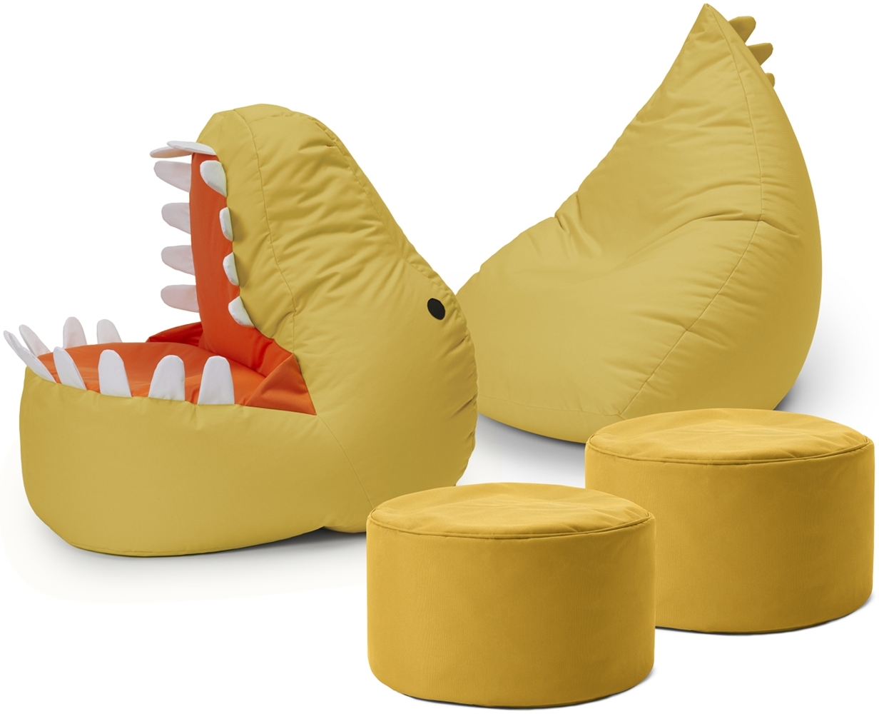 LUMALAND Kindersitzsack-Set "Dino" (4-tlg.) - indoor & outdoor - Senfgelb Bild 1