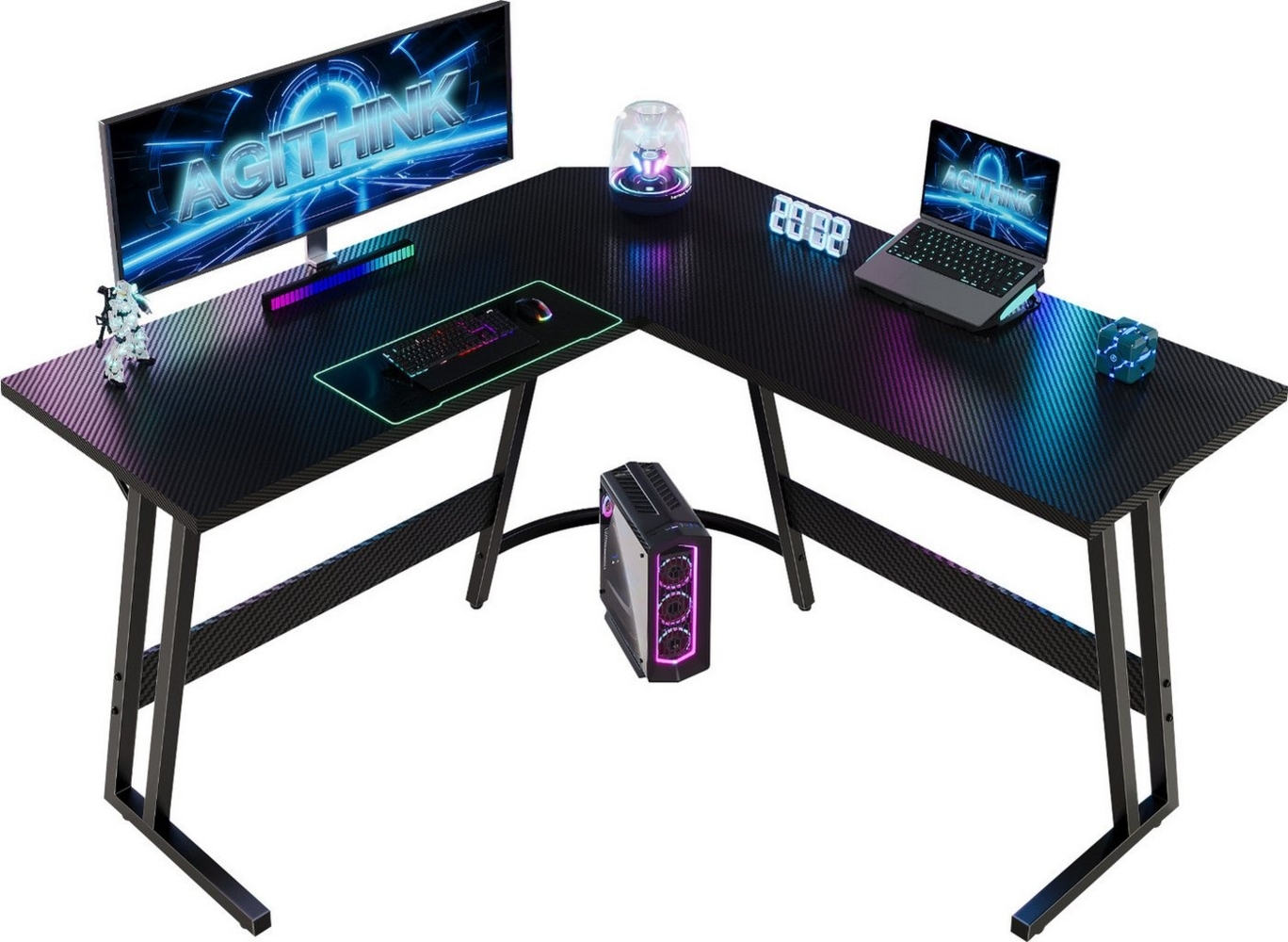 GUNJI Eckschreibtisch L-förm Computertisch Schreibtisch Gamer Tish 120/130/160 (Schreibtisch,130CM Computertisch L Form, PC Tisch,mit Monitorständer) Bild 1