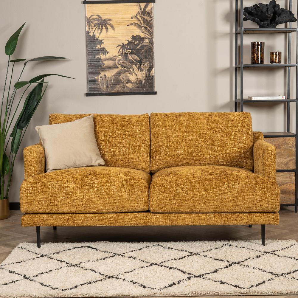 Bronx71 Chenille Sofa Denver 2,5-Sitzer ockergelb/cognac Bild 1