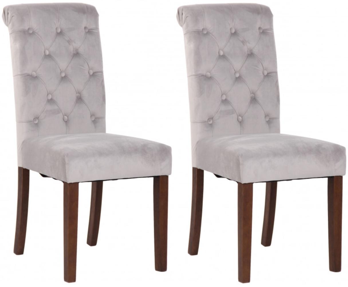 2er Set Esszimmerstühle Lisburn Samt, grau Bild 1