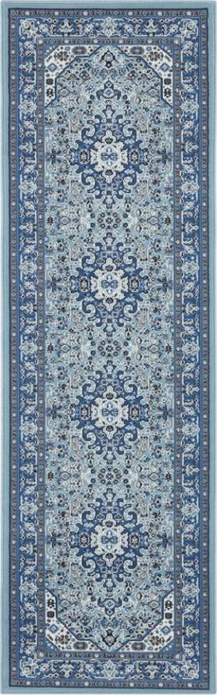 Orientalischer Kurzflor Teppich Skazar Isfahan Hielblau - 80x250x0,9cm Bild 1