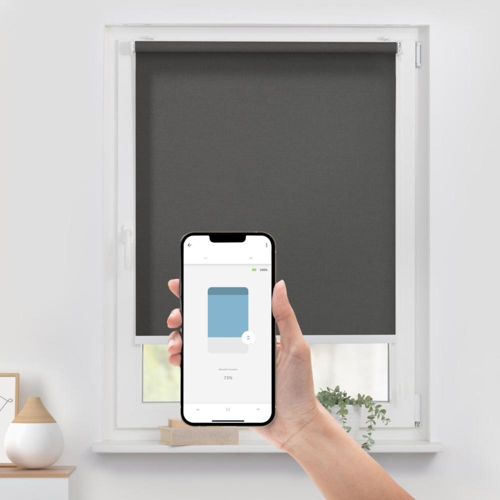 Lichtblick Sonnenschutzsysteme GmbH Bluetooth-Rollo Mailand 95 cm x 190 cm (BxL) deep grey Tageslicht; Klemm- und schraubbar; Motor per App oder manuell steuerbar Bild 1