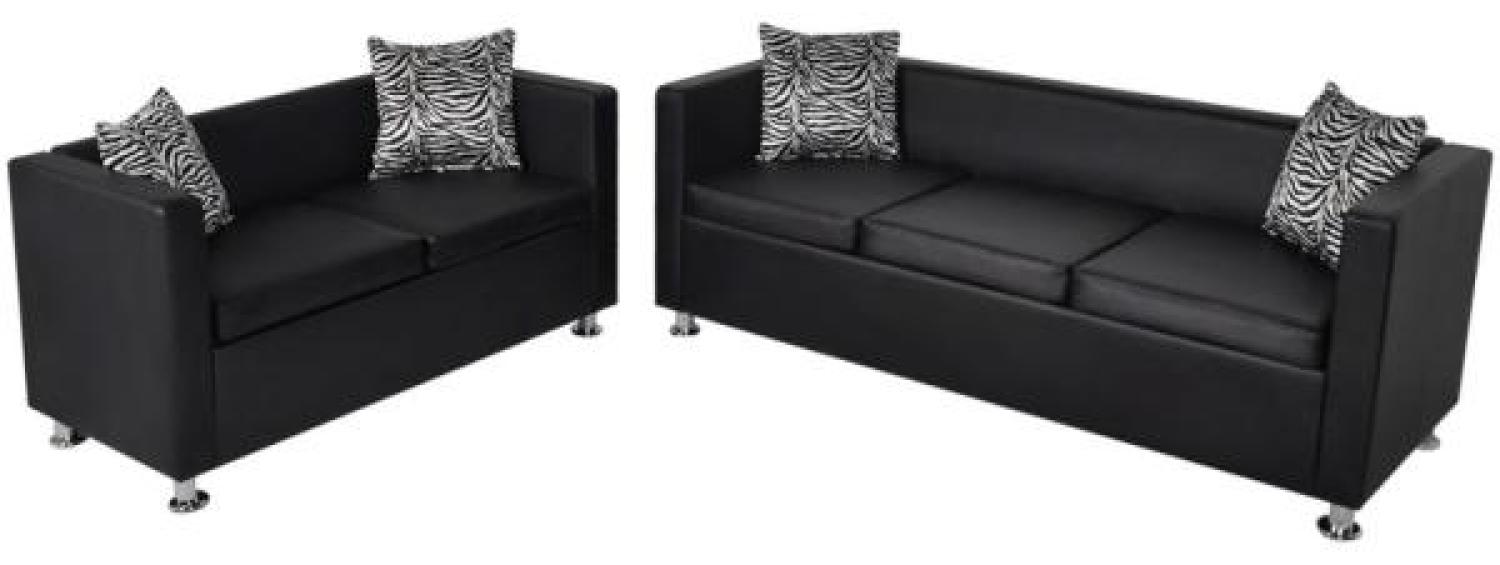 vidaXL Sofa-Set Kunstleder 3-Sitzer und 2-Sitzer Schwarz 272178 Bild 1