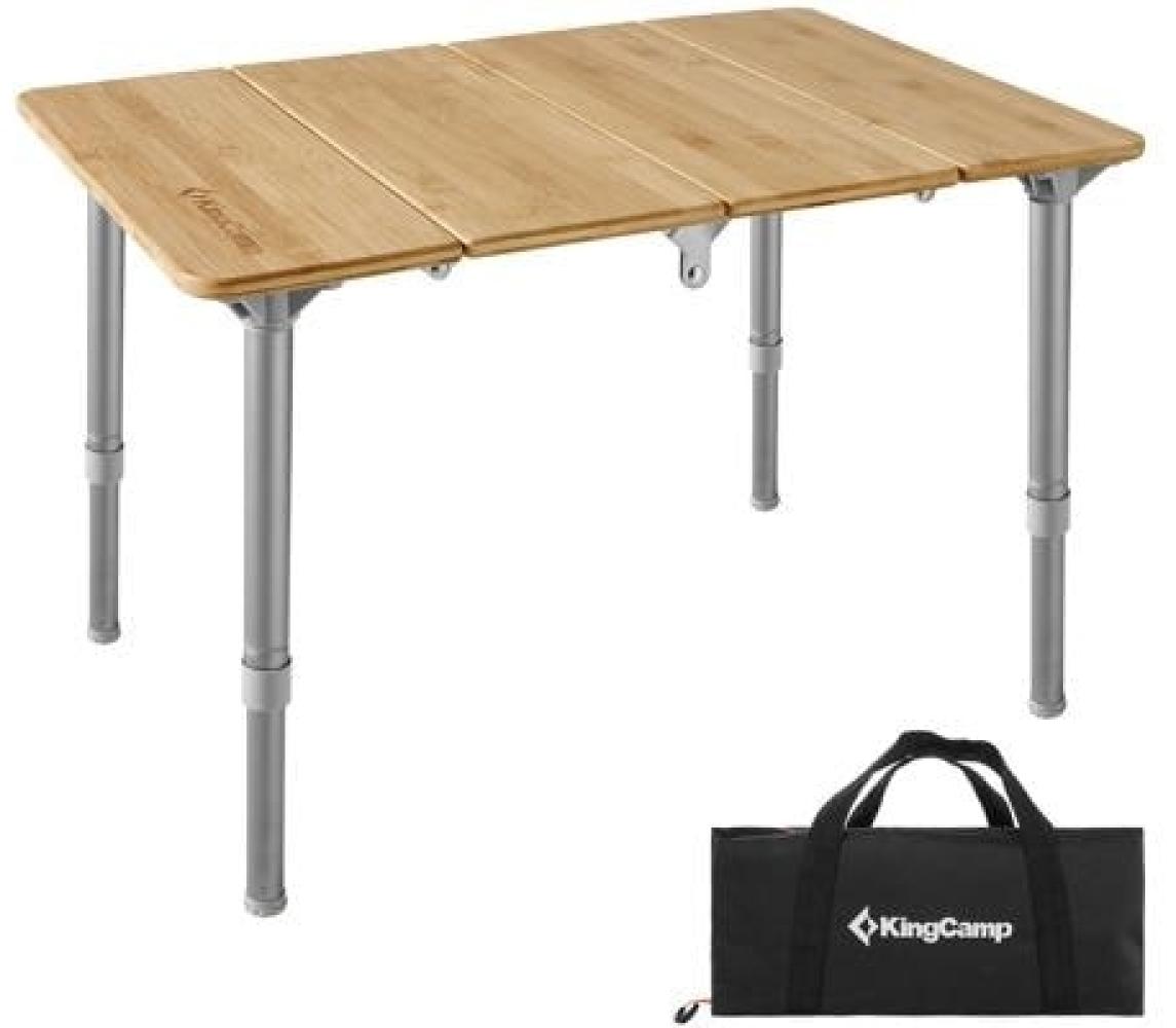 KingCamp Bamboo Beistelltisch XS, silber, 60x40 cm Bild 1