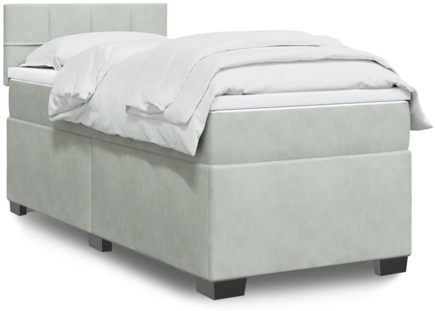 vidaXL Boxspringbett mit Matratze Hellgrau 90x190 cm Samt 3288498 Bild 1