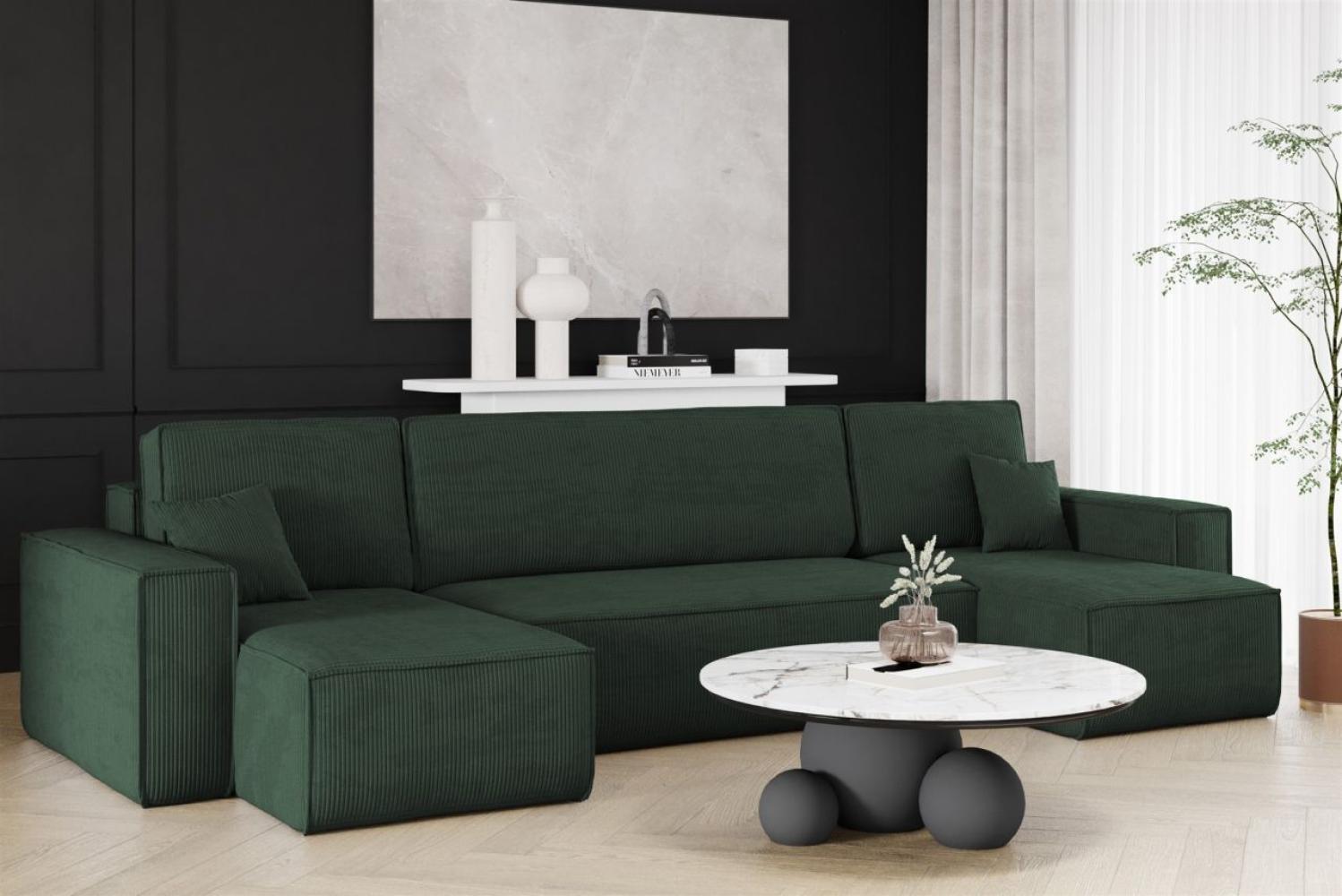 Wohnlandschaft Schlafsofa Sofa MARIS Stoff Poso Dunkelgrün Bild 1