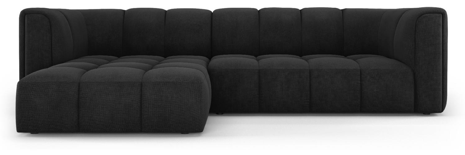 Micadoni Modulares Ecksofa Serena 3-Sitzer Links Strukturierter Stoff Schwarz Bild 1