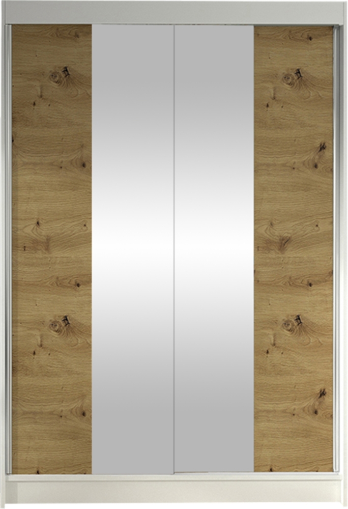 Kleiderschrank Lino II, ohne Beleuchtung, Farbe: Weiß / Artisan Eiche Bild 1