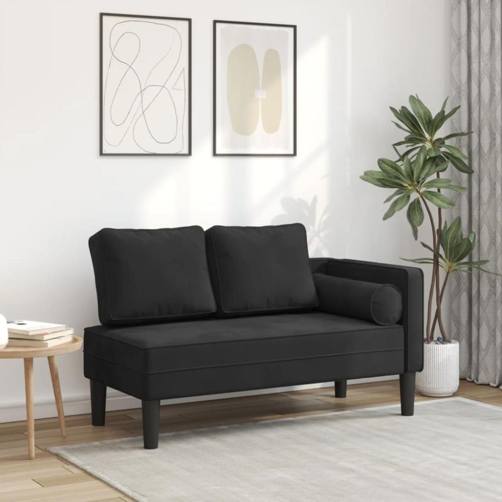 vidaXL Chaiselongue mit Kissen Schwarz Samt Bild 1