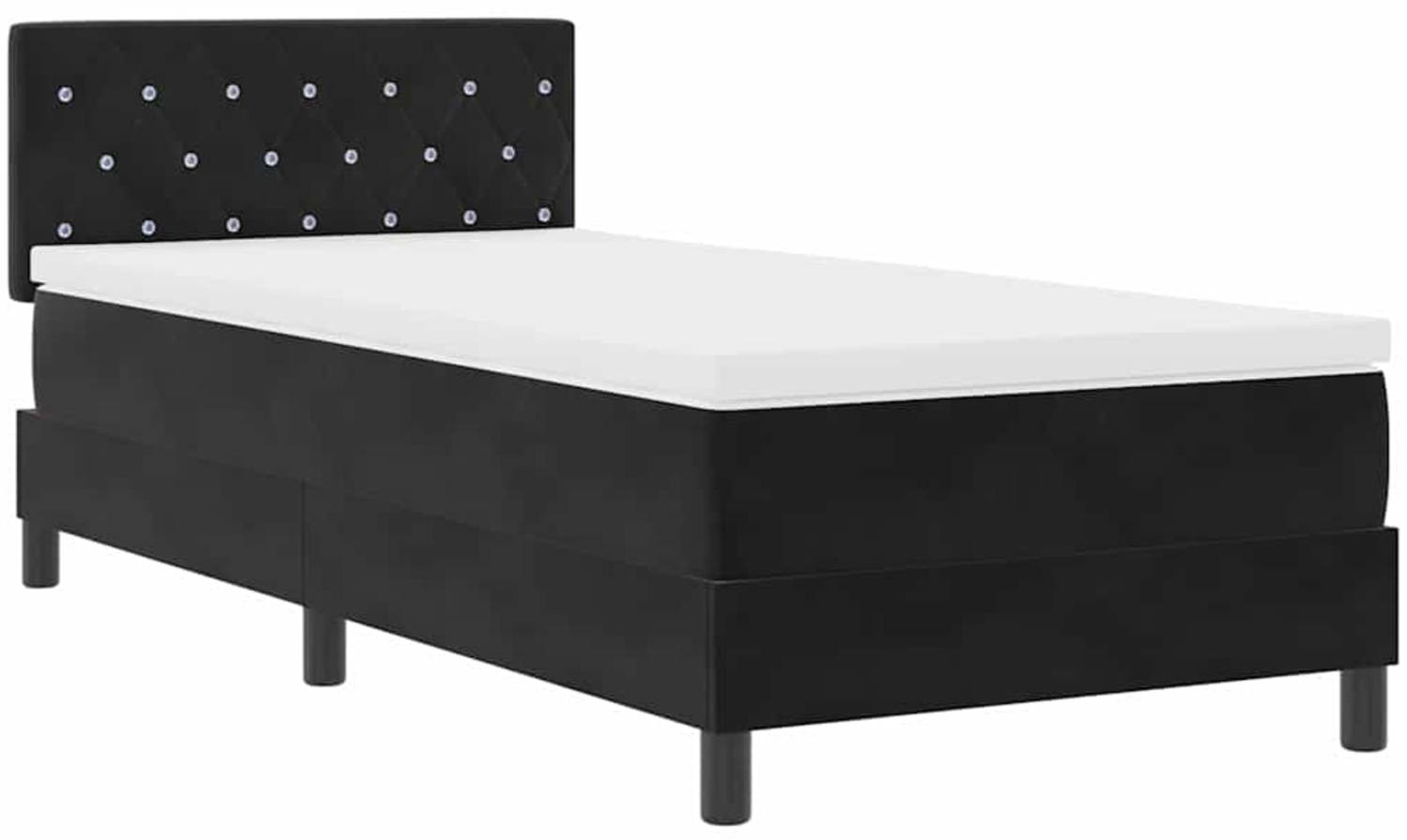 vidaXL Boxspringbett mit Matratze Schwarz 90 x 200 cm Stoff 3339082 Bild 1