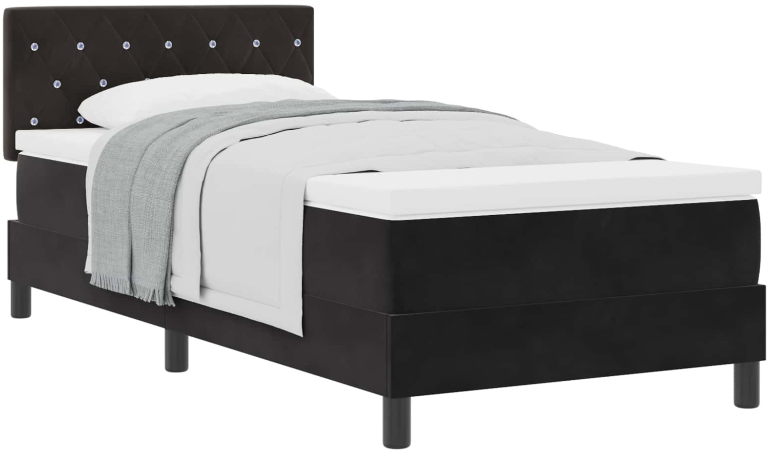 vidaXL Boxspringbett mit Matratze Schwarz 90 x 200 cm Samt 3339082 Bild 1