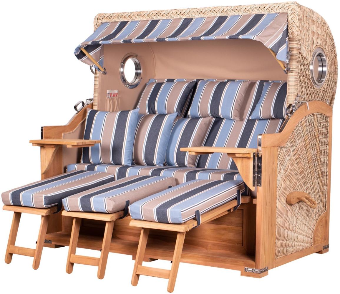 Strandkorb - bene living - Königssee Dreisitzer Teak Bullauge - PE shell - Modell 580 - inkl. Liftersystem Bild 1