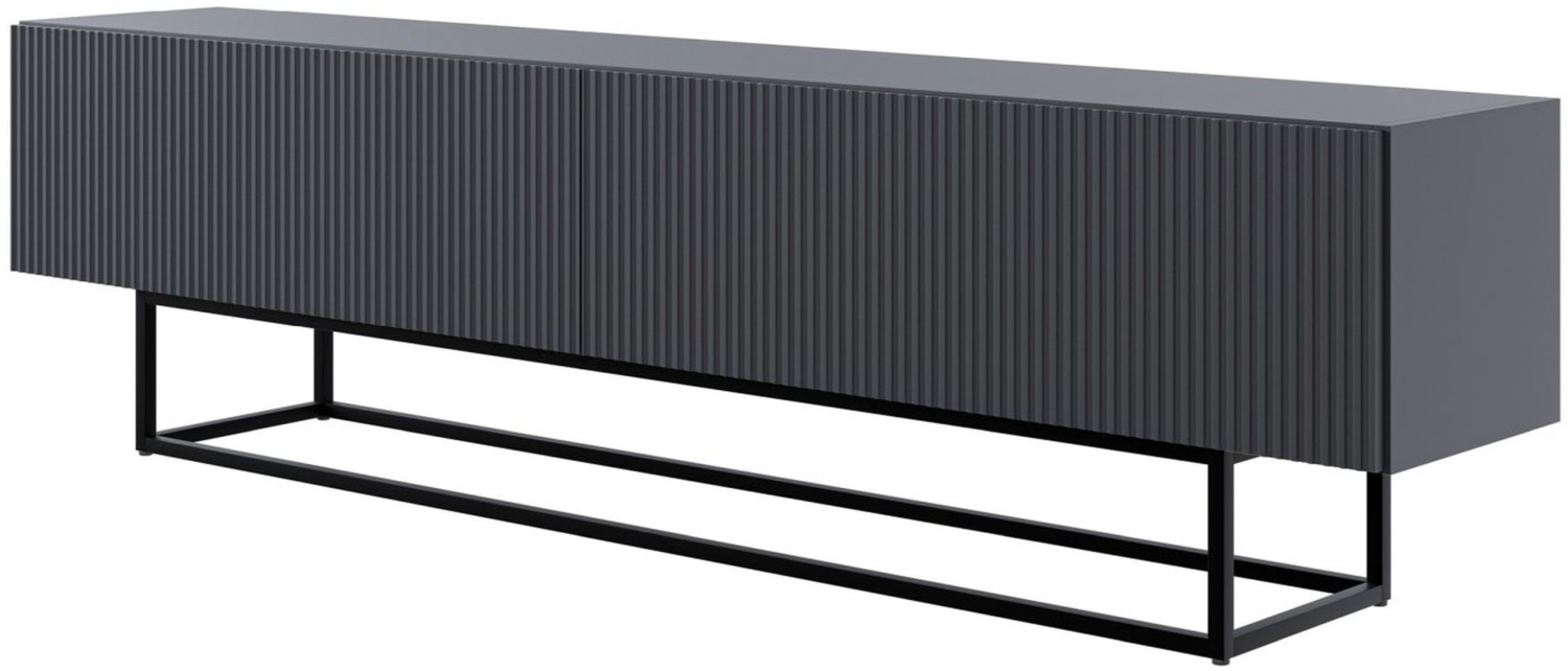 Selsey 'Veldio' TV-Lowboard 2-türig, schwarz mit Metallgestell, ca. 46 x 175 x 32 cm Bild 1