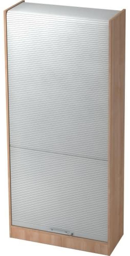 Rollladenschrank 90cm, 5OH RE Nussbaum / Silber Bild 1