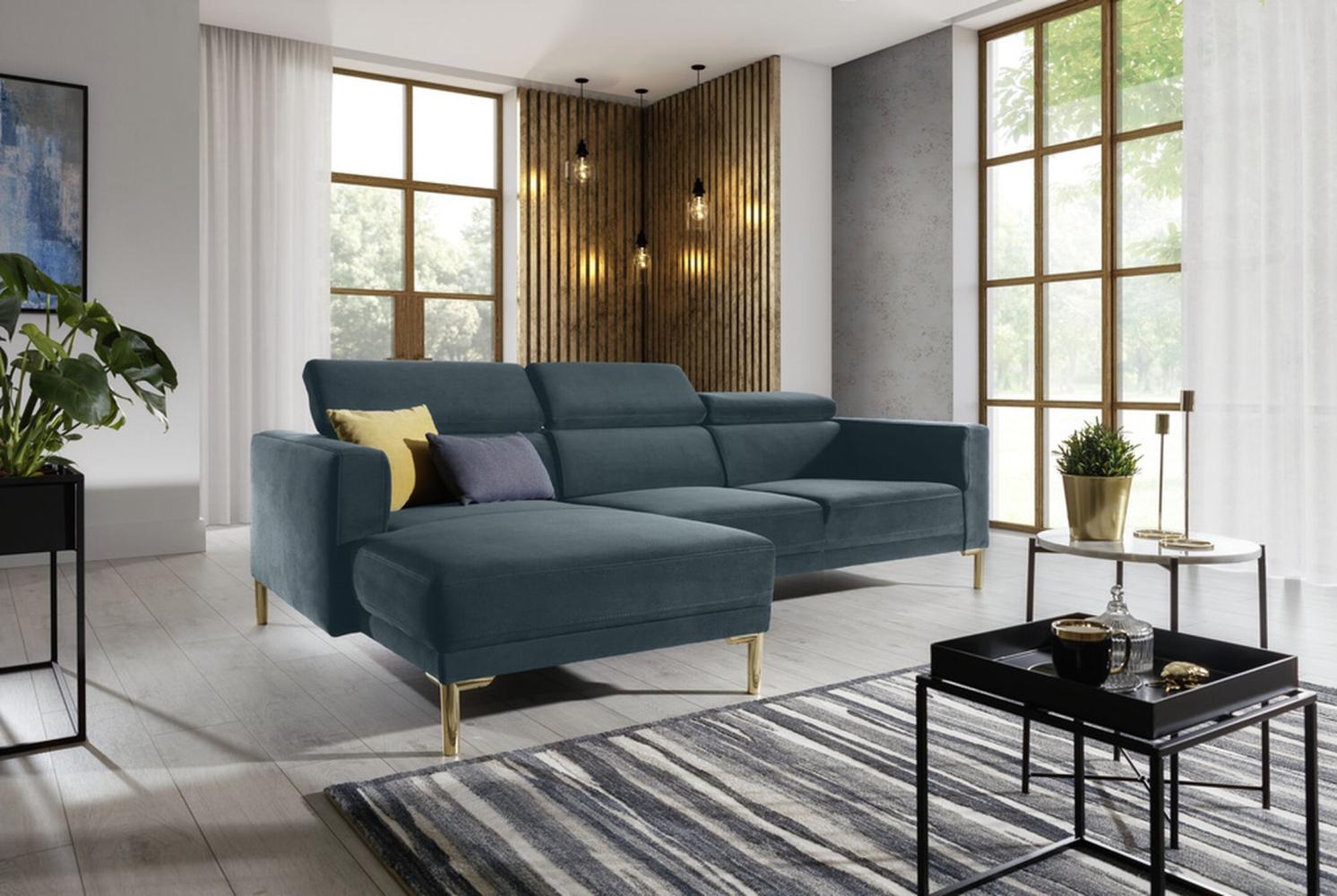 Stylefy Anaheim Ecksofa Strukturstoff INARI Türkis Links Bild 1