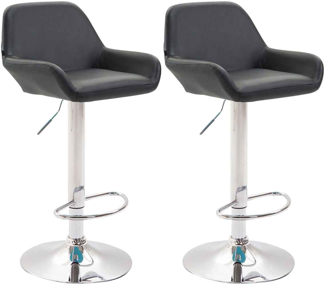 DELUKE® Barhocker 2er Set DUBLIN - Schwarz, Kunstleder, Chrom Barhocker mit Lehne Barstuhl Tresenhocker Tresenstuhl Kneipenhocker Kneipenstuhl Bild 1