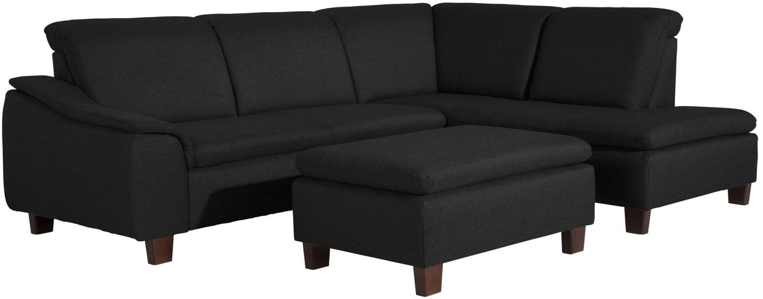 Ecksofa mit Ottomane links Katti Bezug Flachgewebe Buche nussbaum dunkel / schwarz 22909 Bild 1