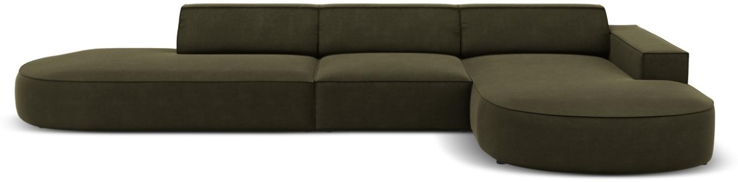 Micadoni 4-Sitzer Samtstoff Ecke rechts Sofa Jodie | Bezug Green | Beinfarbe Black Plastic Bild 1