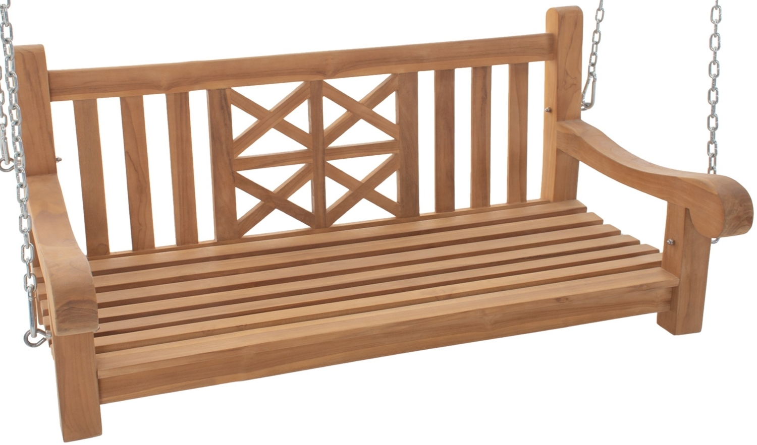 Schaukelbank TABEL - Holz Teak 120 x 70 x 61 cm | Hängebank Gartenschaukel Zum Aufhängen Veranda-Schaukel Bild 1