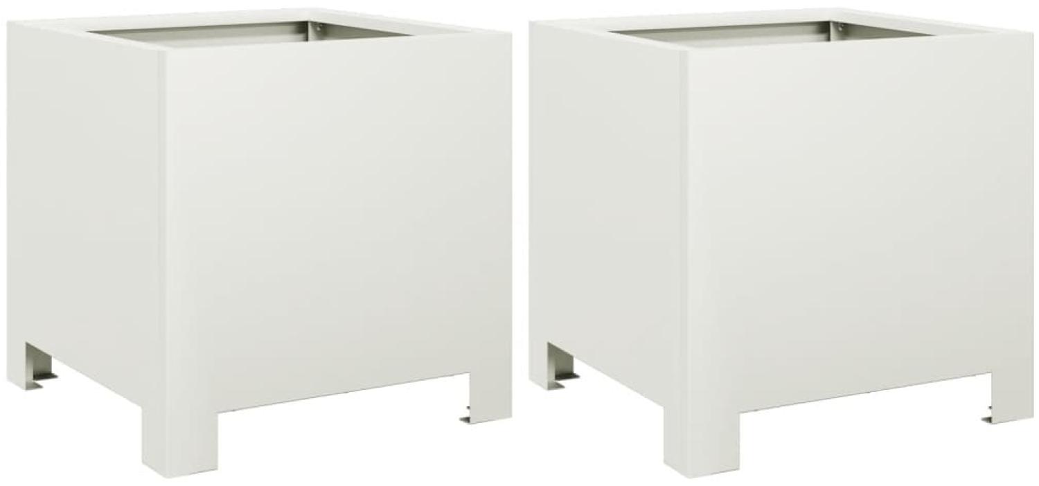 vidaXL Pflanzkübel 2 Stk. Weiß 30x30x30 Stahl 851188 Bild 1