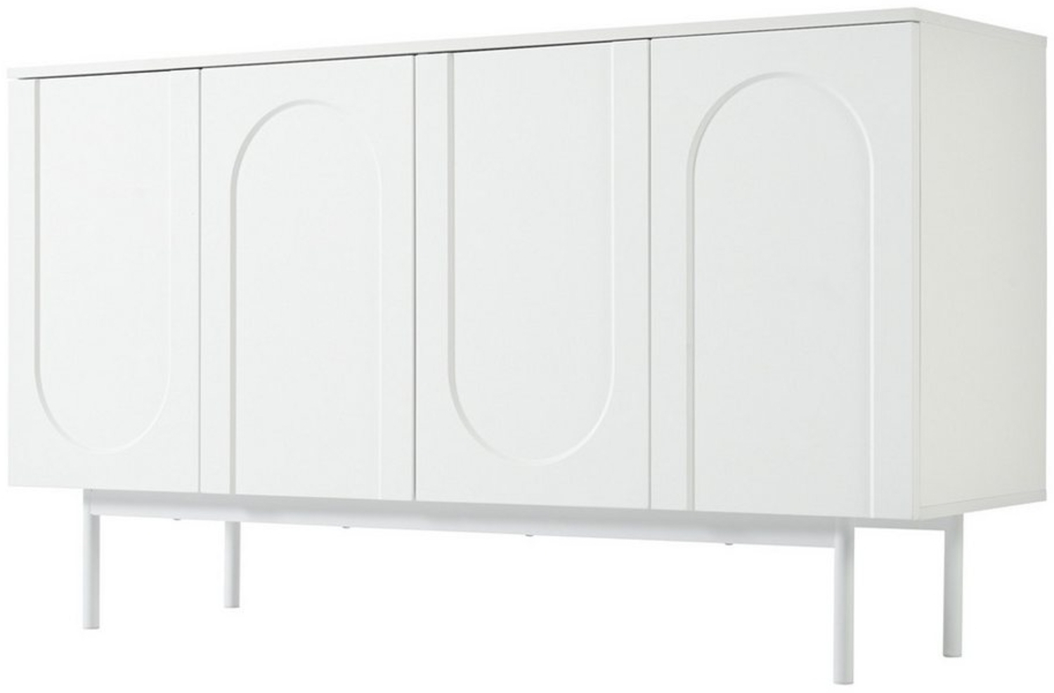 HAUSS SPLOE Sideboard Kommode Sideboard mit 4 Türen,140×42×80cm, minimalistisches reinweißes Bild 1