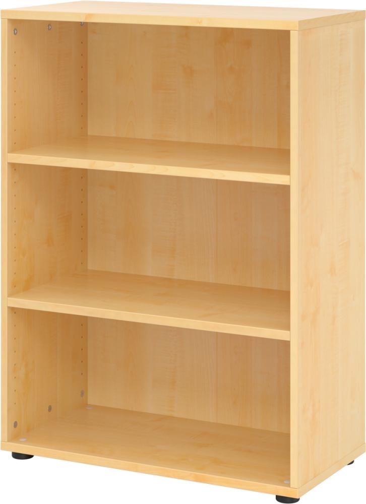 bümö Regal Ahorn, Standregal aus Holz für 3 Ordnerhöhen - Bücherregal klein 80 cm breit, Aktenregal für Ordner & Bücher, kleines Büroregal, Holzregal, Ordnerregal, Buchregal Dachschräge, 938RE-3 Bild 1