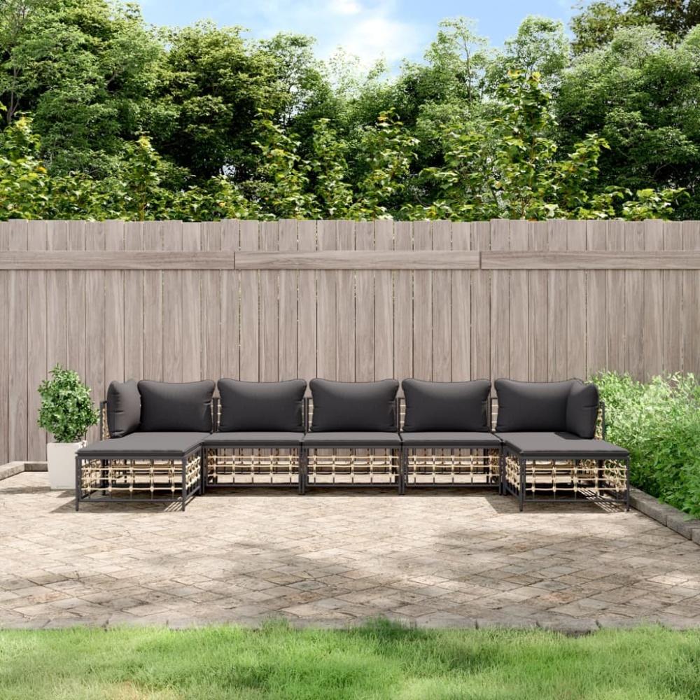 vidaXL 7-tlg. Garten-Lounge-Set mit Kissen Anthrazit Poly Rattan 3186783 Bild 1