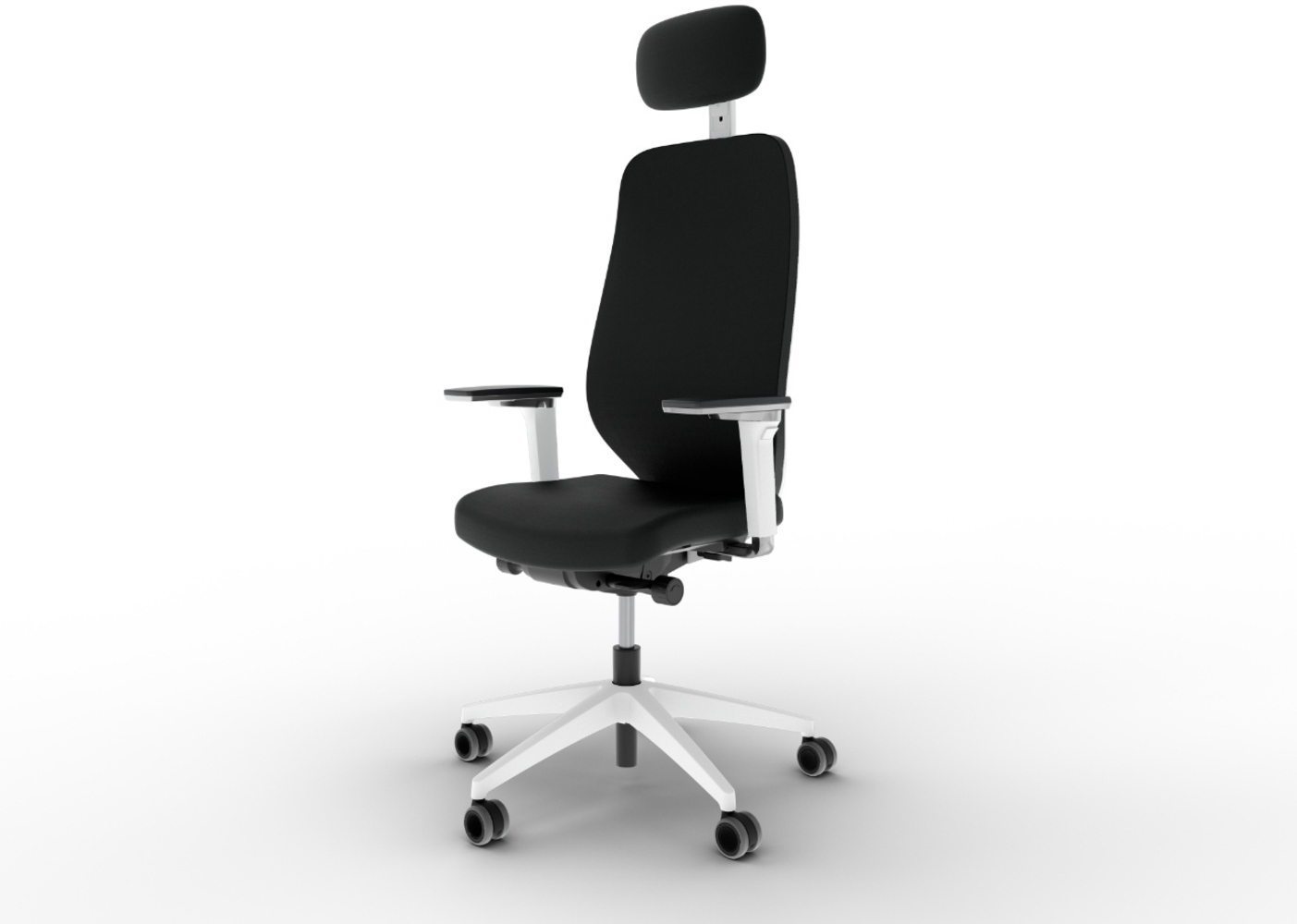 Ergotopia MasterBack Style L, ergonomisch inkl. Synchronmechanik, verstellbarer Kopfstütze & 3D+ Armlehnen, Schwarz / Weiß Bild 1