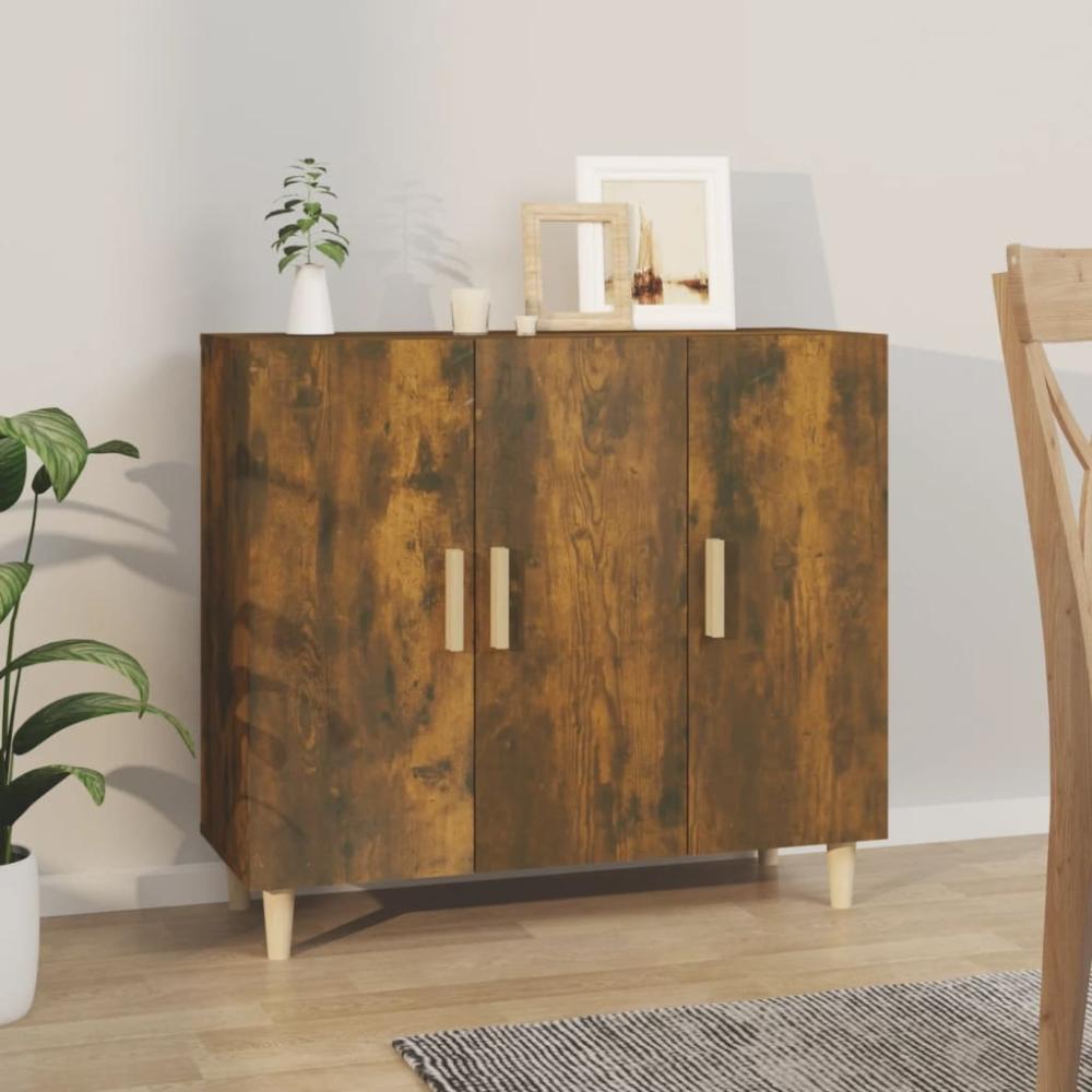 vidaXL Sideboard Räuchereiche 90 x 34 x 80 cm Holzwerkstoff [817459] Bild 1