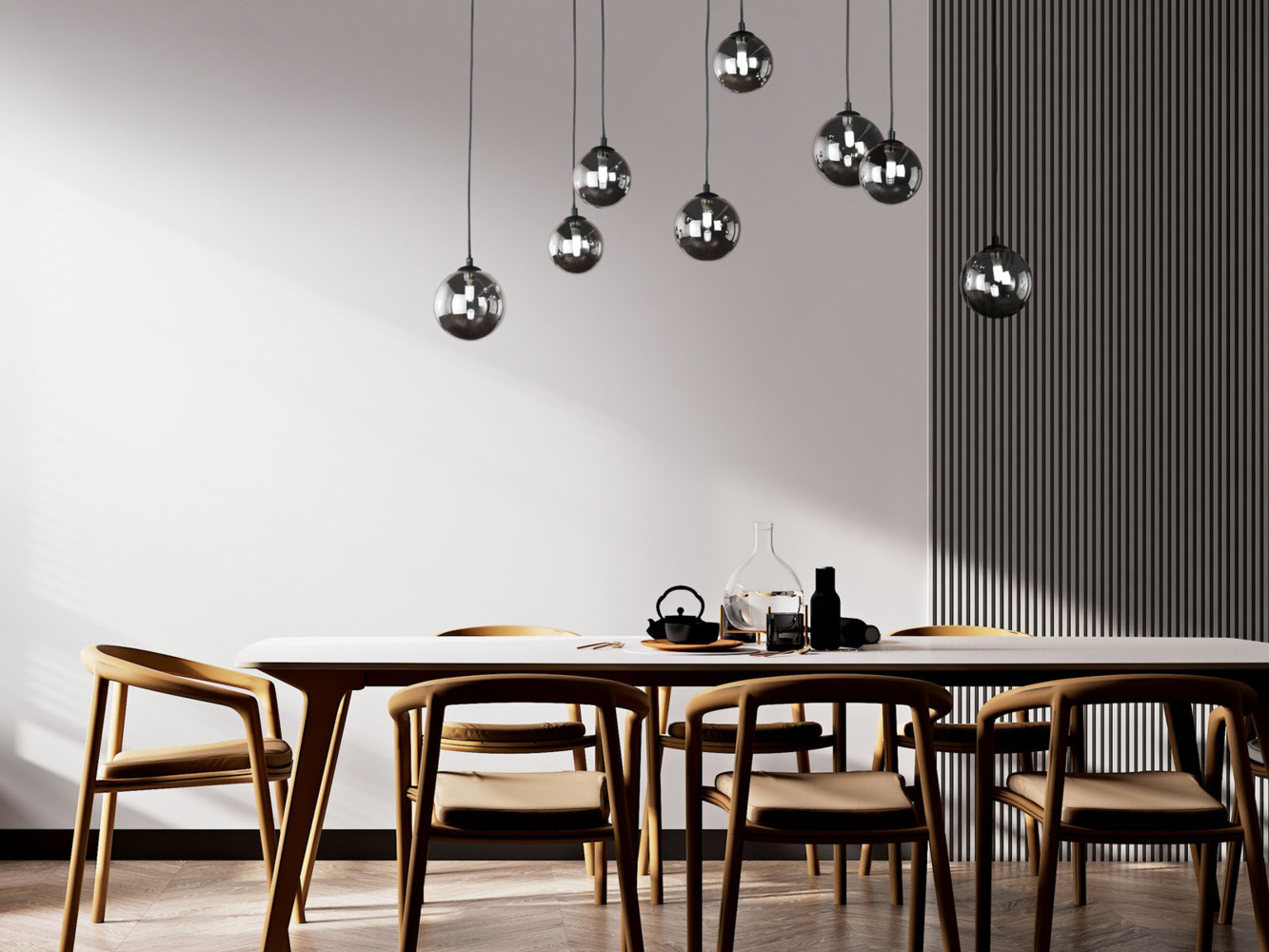 Fischer & Honsel 60983 LED Pendelleuchte Bala 8-flammig sandschwarz Bild 1