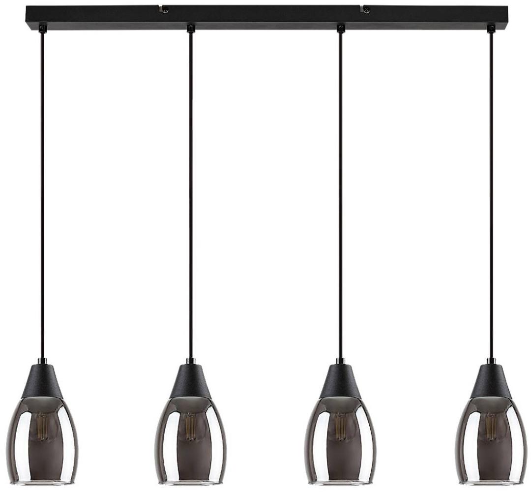 Rabalux 72184 Hängeleuchte ILMARI E27 4x max. 15W Metall schwarz, Glas getönt B:72cm H:120cm Ø10cm dimmbar Bild 1